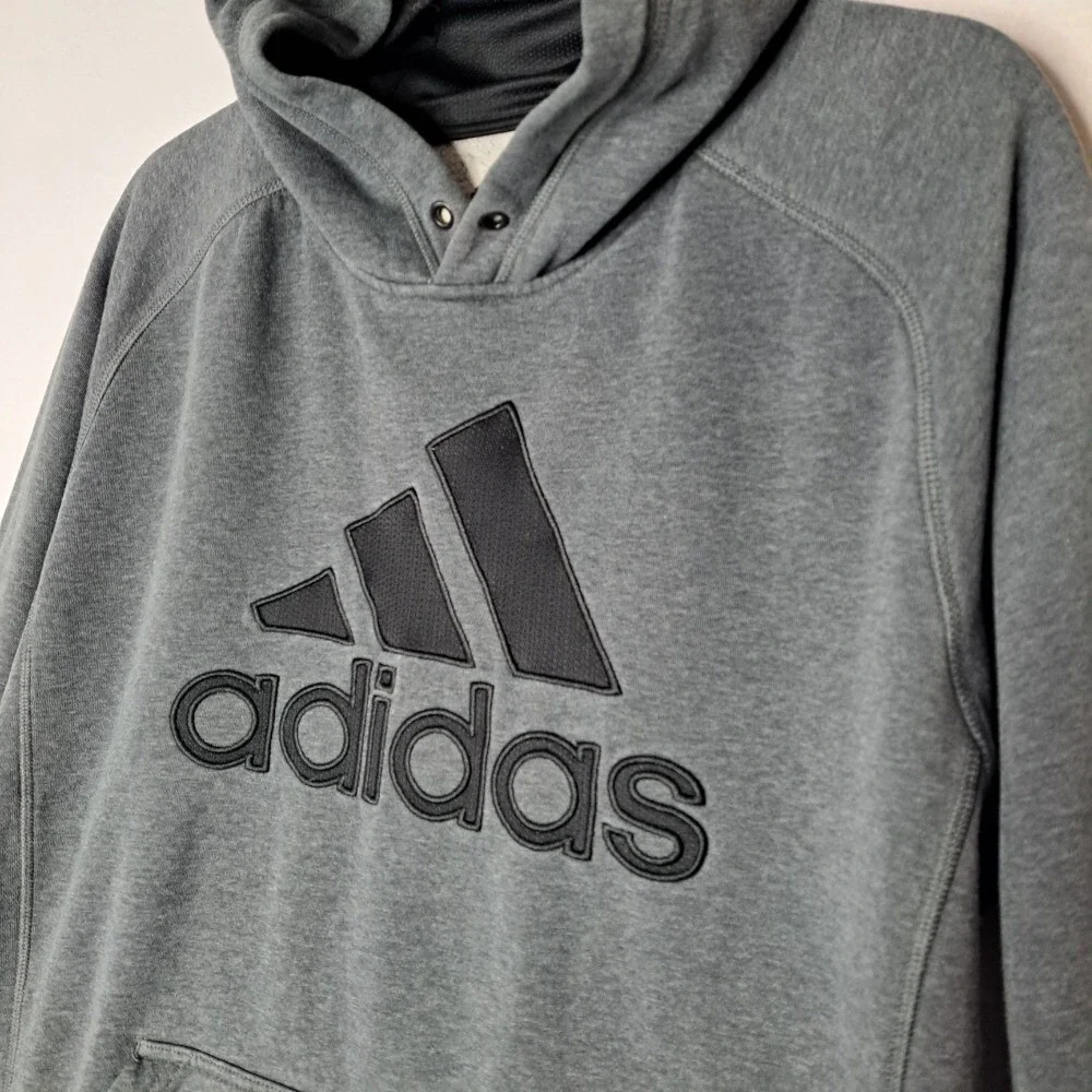 Adidas Hoodie Sweatshirt Mens L Pullover Shirt Big Logo Activewear Comfy Vintage